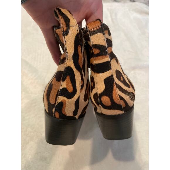 LINEA PAOLO Sevilla II Genuine Calf Hair Leopard Boots Block Heel Pointed 5.5 - Picture 6 of 10